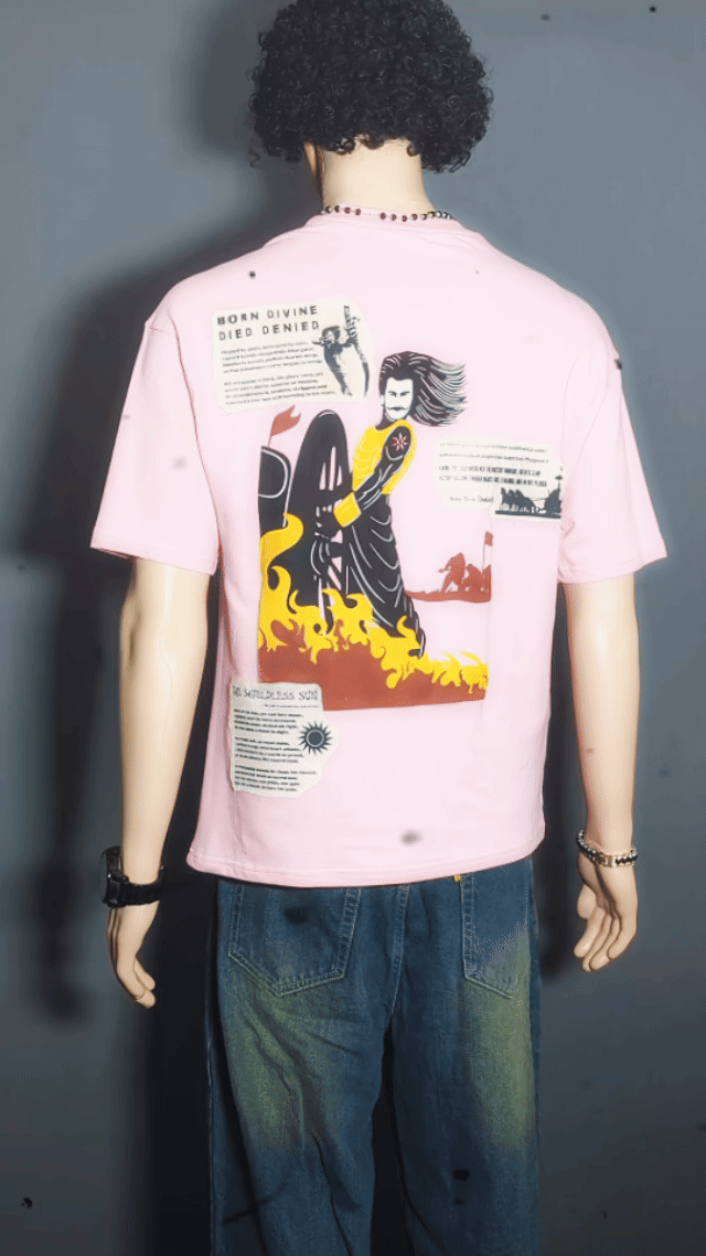 KARNA PATCHWORK PRINTED UNISEX OVERSIZED DROP SHOULDER T-SHIRT