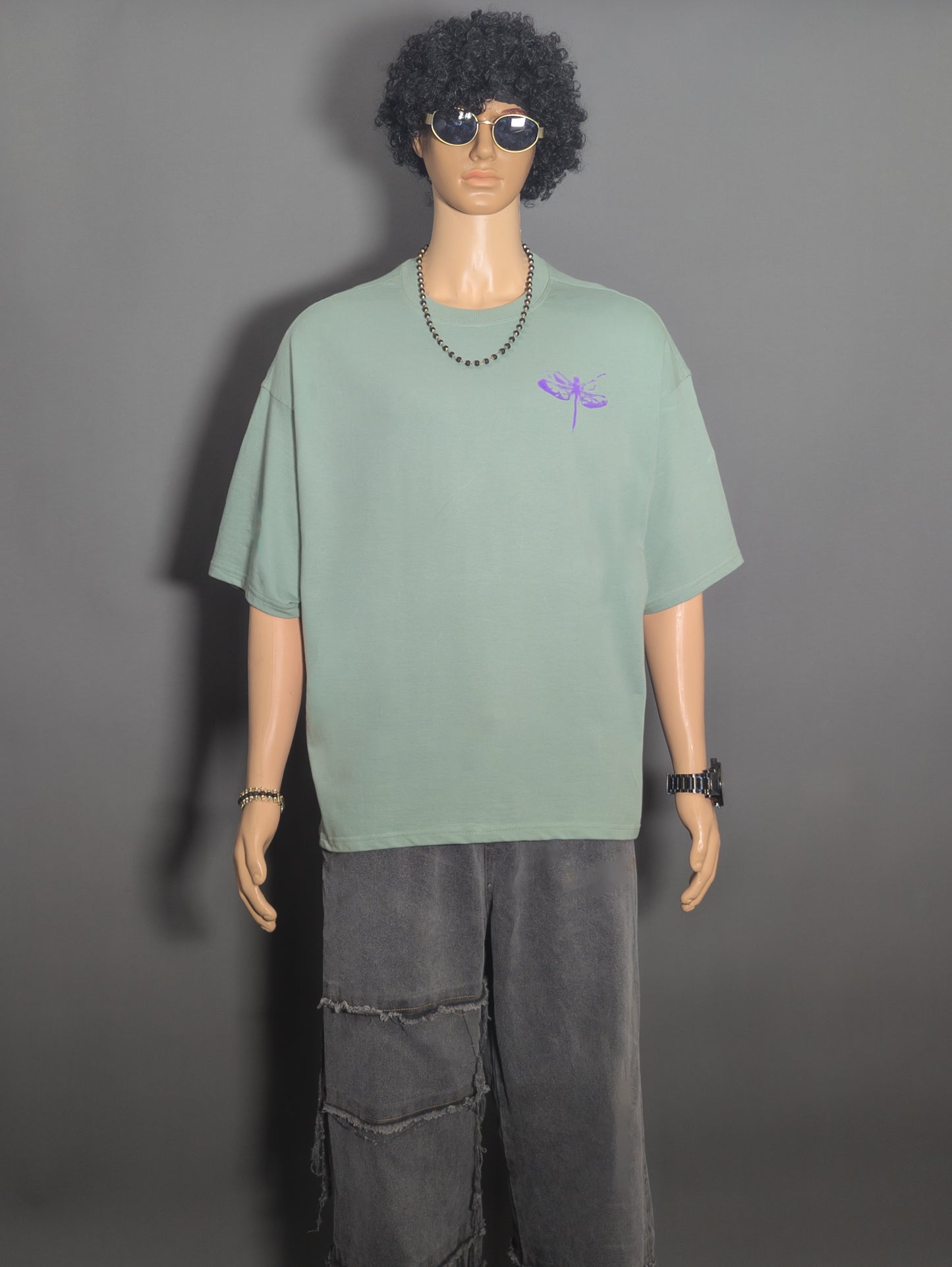 DRAGONFLY PUFF PRINTED UNISEX OVERSIZED DROP SHOULDER T-SHIRT
