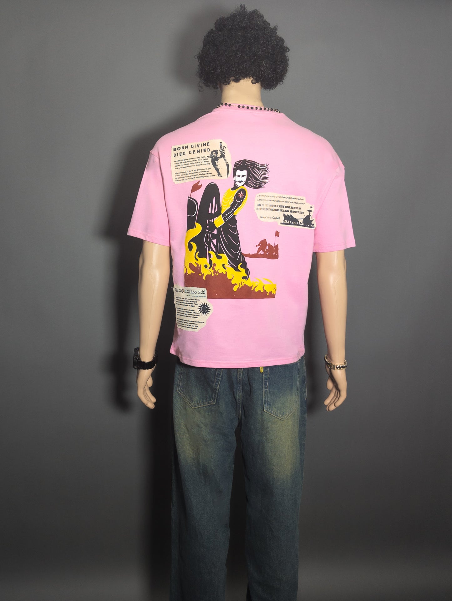 KARNA PATCHWORK PRINTED UNISEX OVERSIZED DROP SHOULDER T-SHIRT