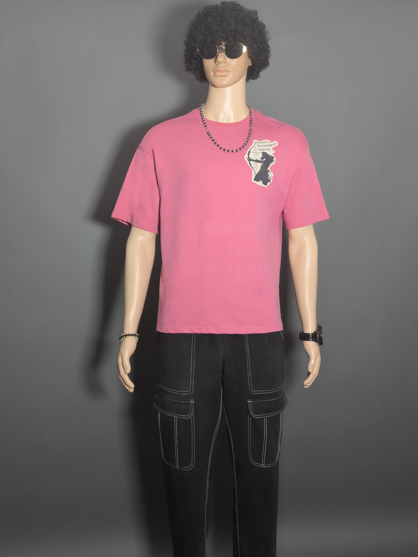 KARNA PATCHWORK PRINTED UNISEX OVERSIZED DROP SHOULDER T-SHIRT