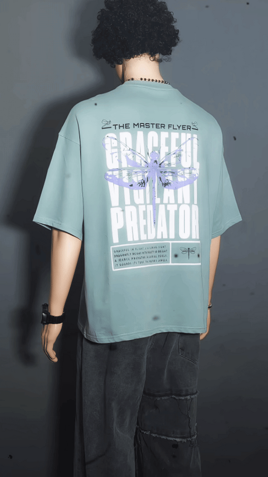 DRAGONFLY PUFF PRINTED UNISEX OVERSIZED DROP SHOULDER T-SHIRT
