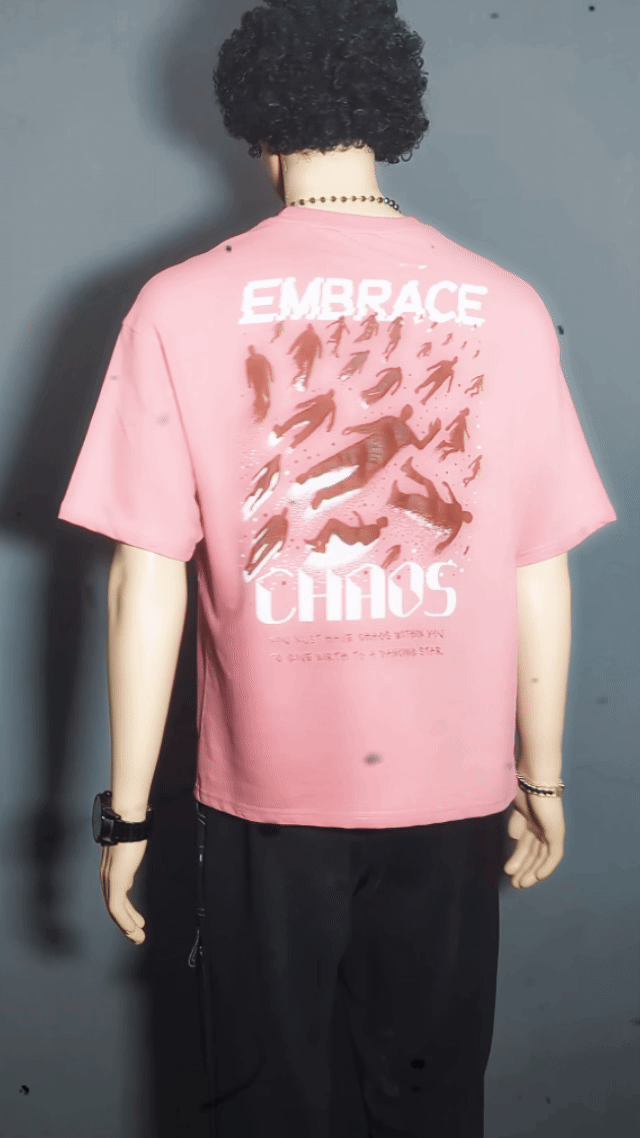 EMBRACE CHAOS PUFF PRINTED UNISEX OVERSIZED DROP SHOULDER T-SHIRT