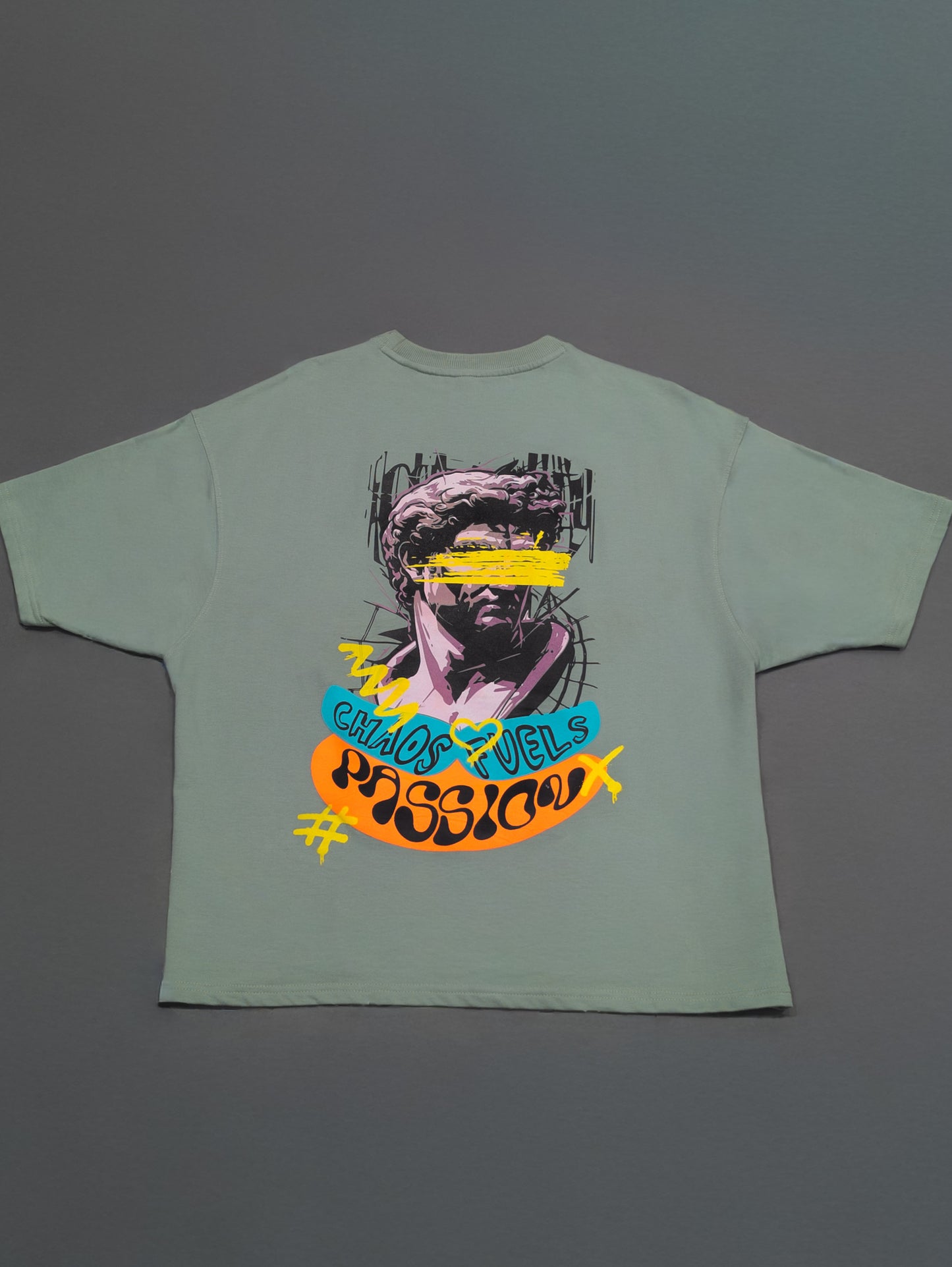 CHAOS FUEL PASSION PUFF PRINTED UNISEX OVERSIZED DROP SHOULDER T-SHIRT