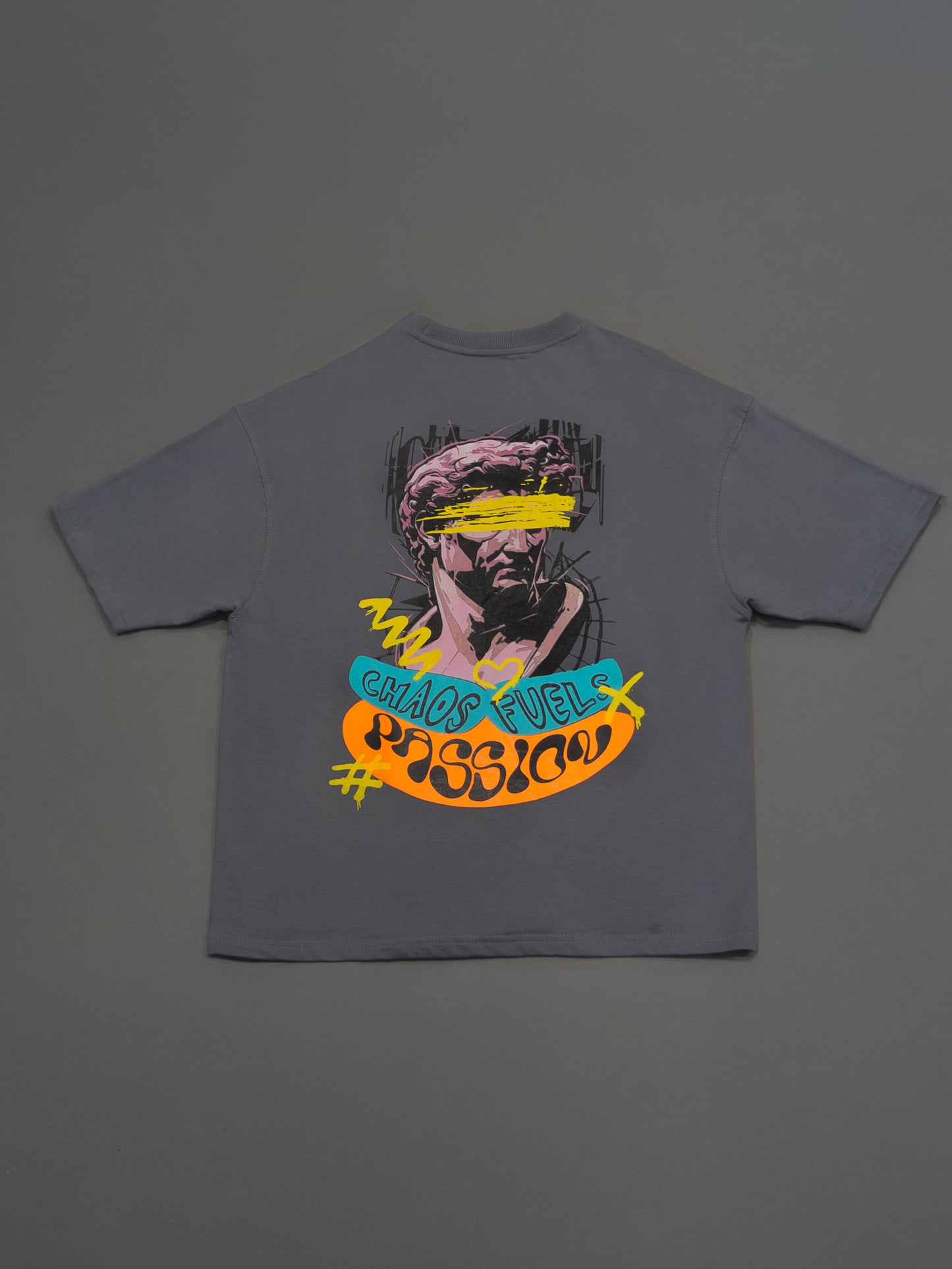 CHAOS FUEL PASSION PUFF PRINTED UNISEX OVERSIZED DROP SHOULDER T-SHIRT