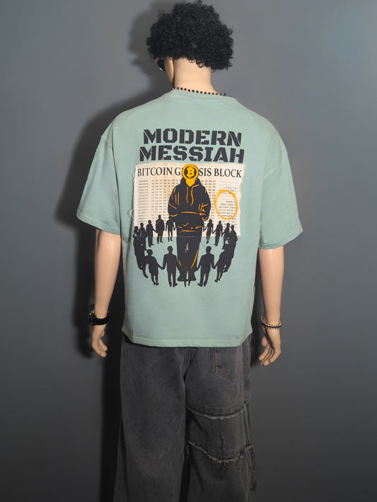 BITCOIN DISTRESSED BURNT PATCHWORK PUFF PRINTED UNISEX OVERSIZED DROP SHOULDER T-SHIRT