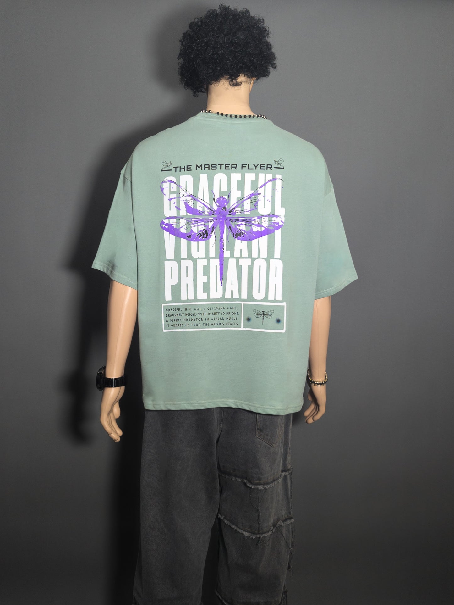 DRAGONFLY PUFF PRINTED UNISEX OVERSIZED DROP SHOULDER T-SHIRT