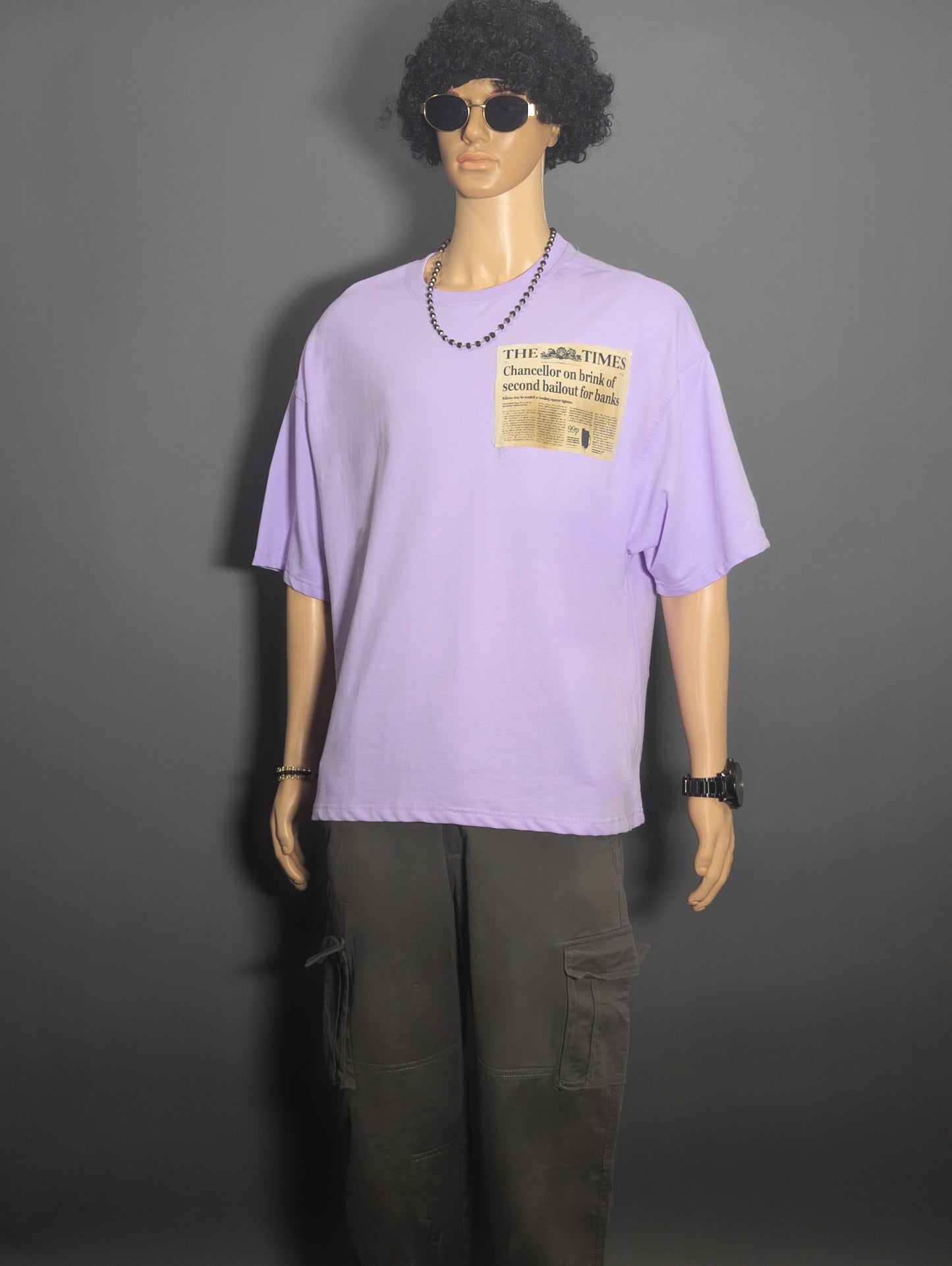BITCOIN DISTRESSED BURNT PATCHWORK PUFF PRINTED UNISEX OVERSIZED DROP SHOULDER T-SHIRT