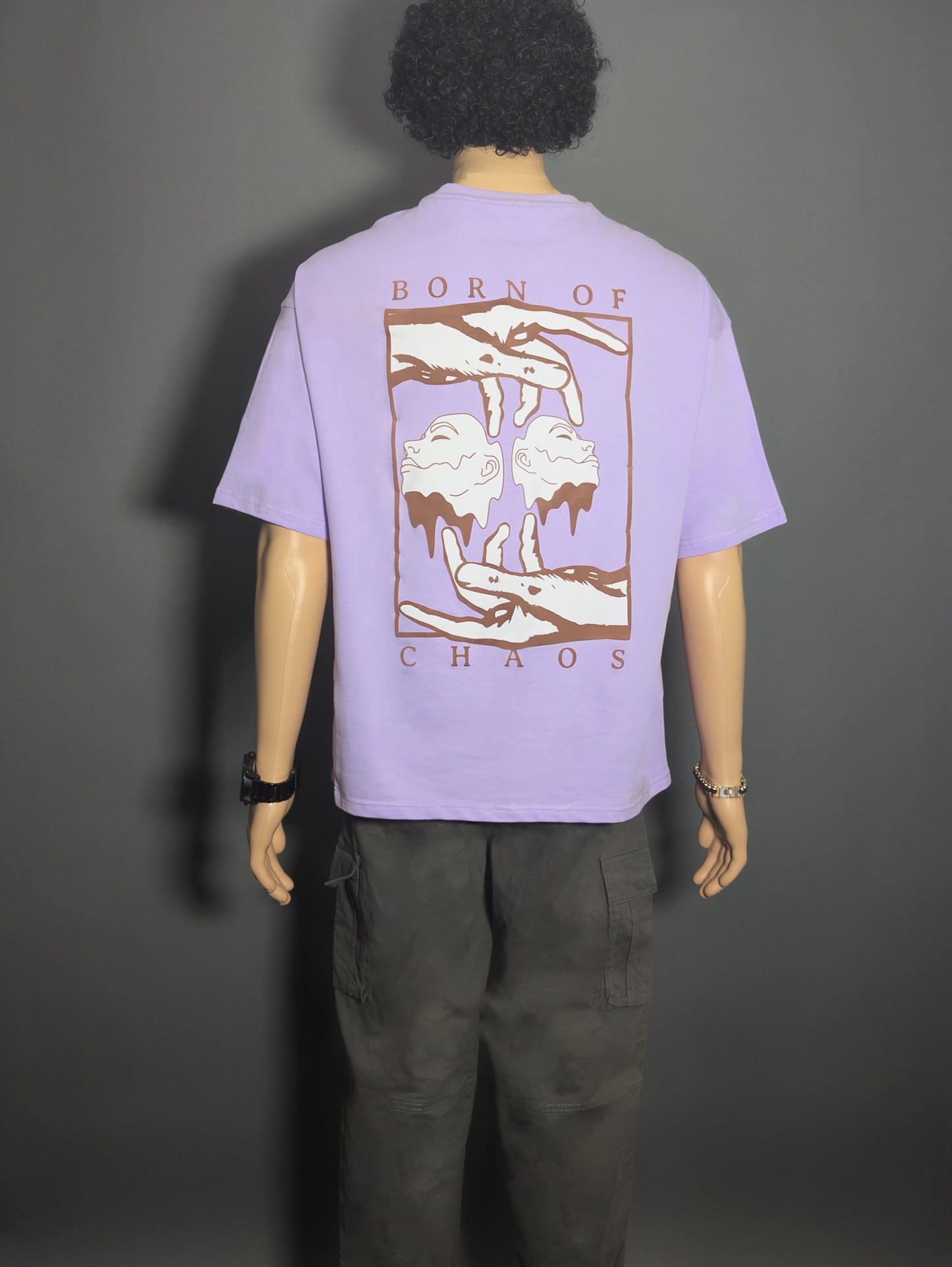 BORN OF CHAOS PUFF PRINTED UNISEX OVERSIZED DROP SHOULDER T-SHIRT