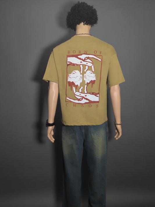 BORN OF CHAOS PUFF PRINTED UNISEX OVERSIZED DROP SHOULDER T-SHIRT