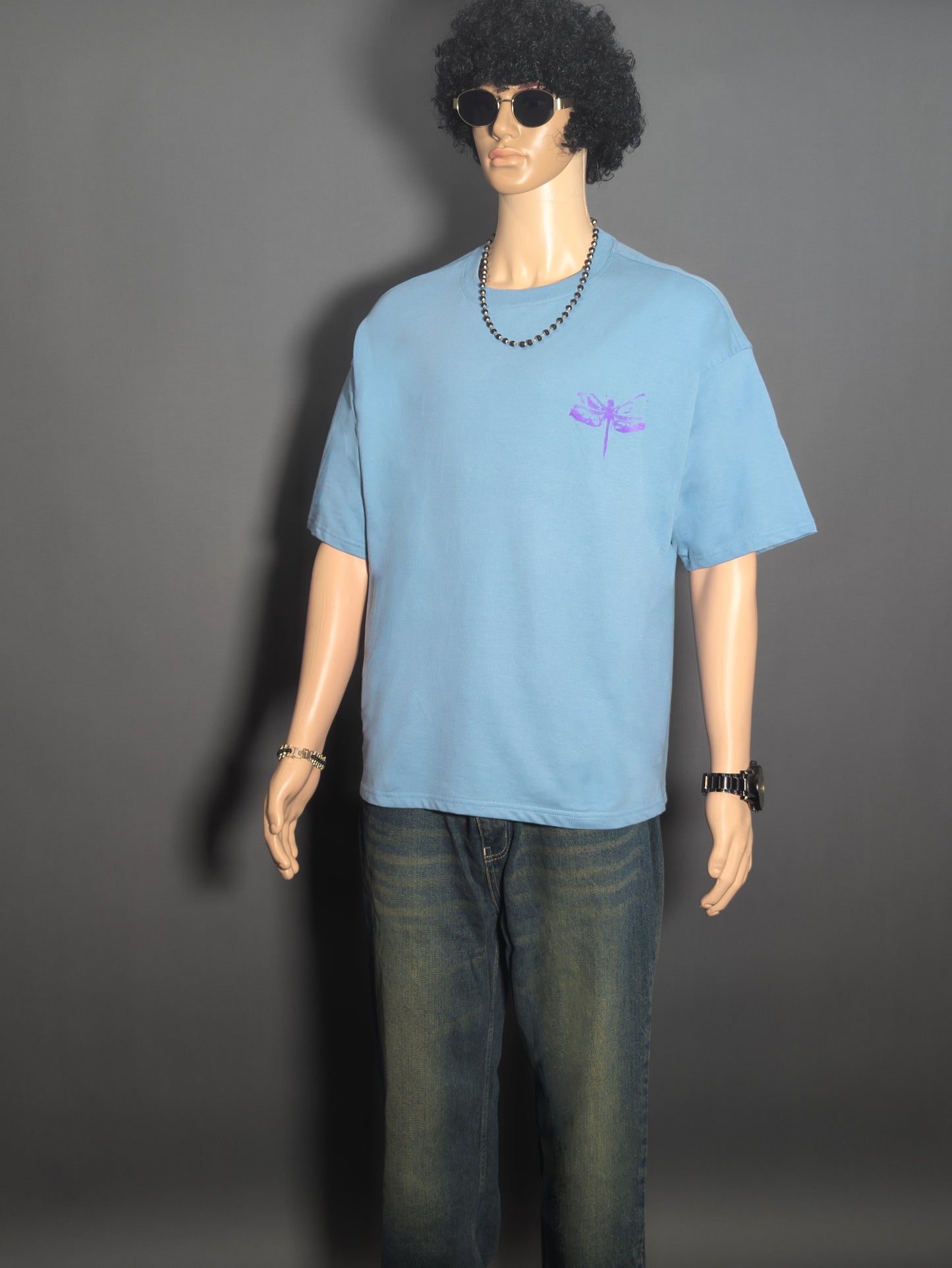 DRAGONFLY PUFF PRINTED UNISEX OVERSIZED DROP SHOULDER T-SHIRT