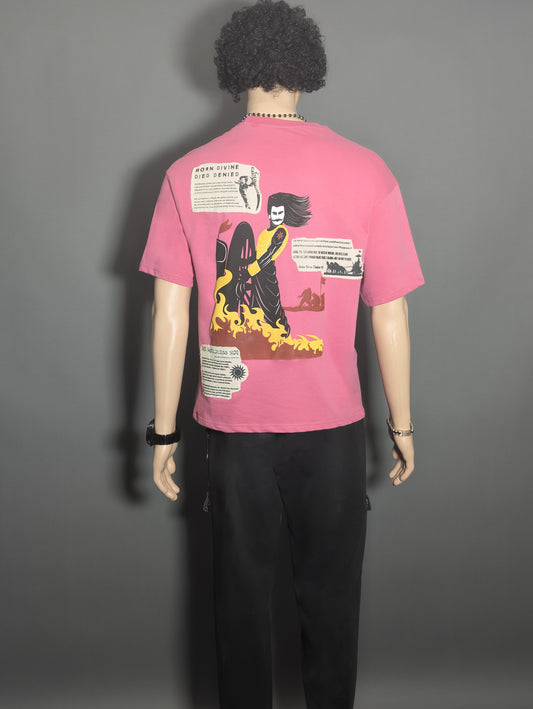 KARNA PATCHWORK PRINTED UNISEX OVERSIZED DROP SHOULDER T-SHIRT