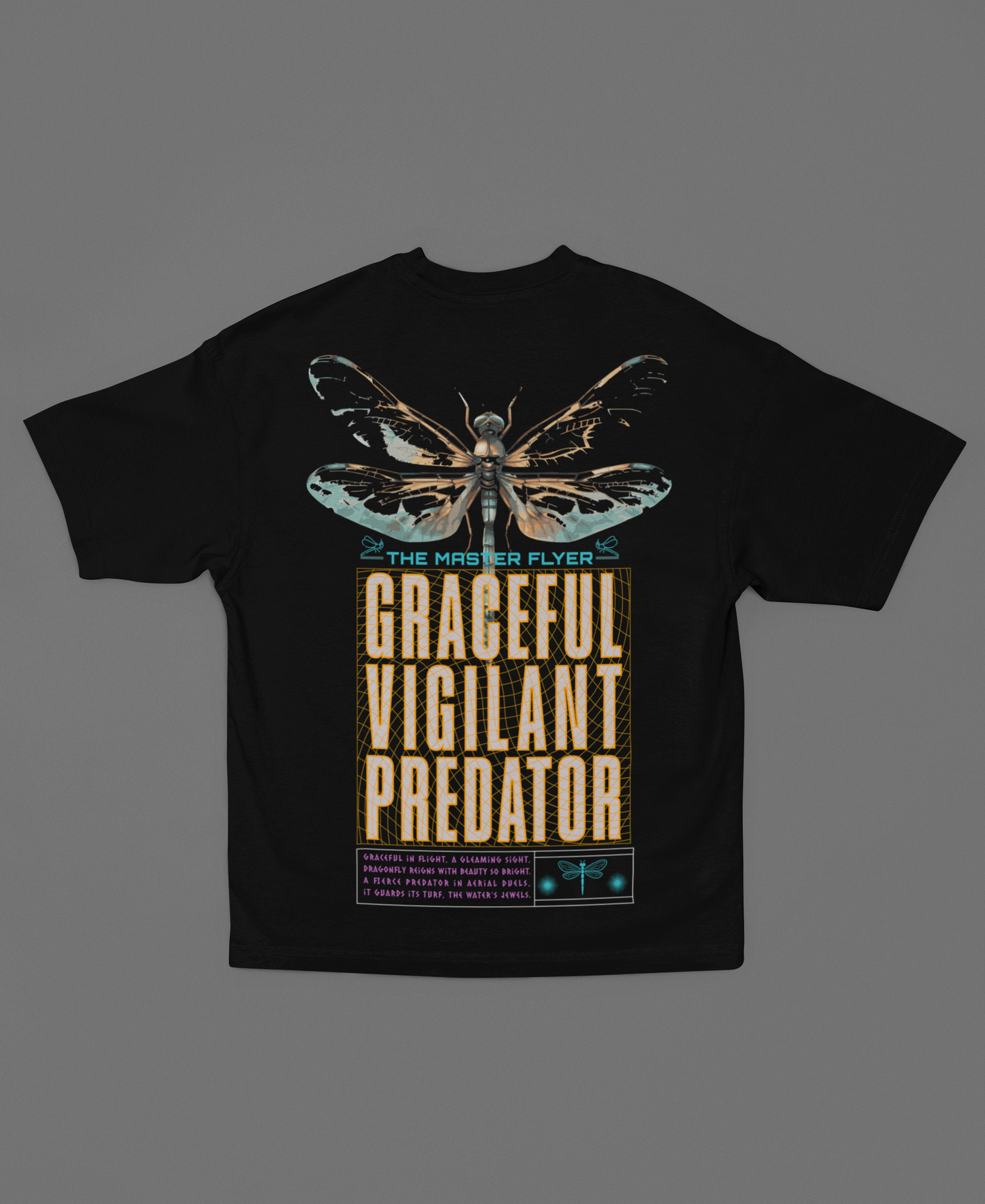 DRAGONFLY GRACEFUL PREDATOR BLACK OVERSIZED T-SHIRT