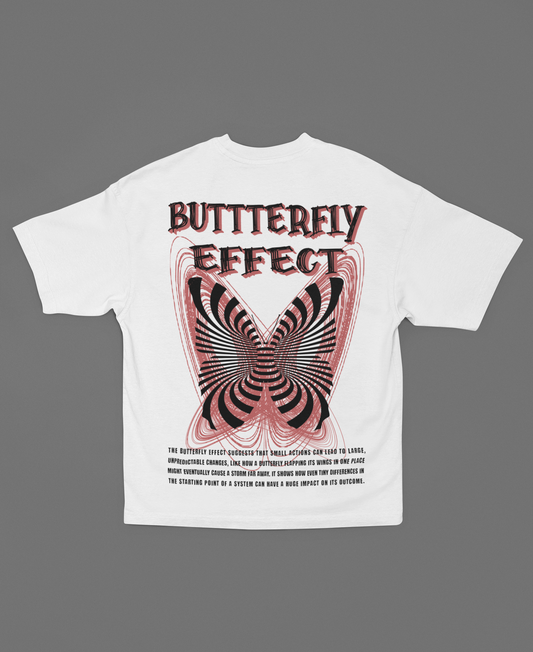 BUTTERFLY EFFECT CHAOS THEORY WHITE OVERSIZED T-SHIRT