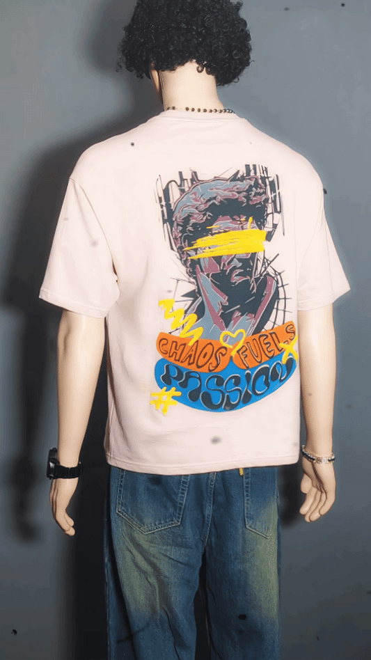 CHAOS FUEL PASSION PUFF PRINTED UNISEX OVERSIZED DROP SHOULDER T-SHIRT
