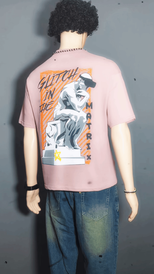 GLITCH IN THE MATRIX PUFF PRINTED UNISEX OVERSIZED DROP SHOULDER T-SHIRT
