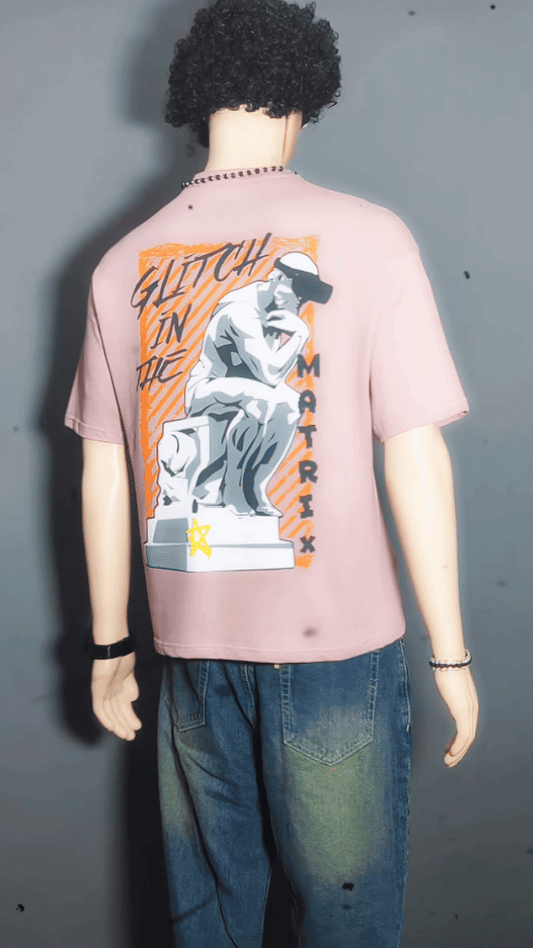 GLITCH IN THE MATRIX PUFF PRINTED UNISEX OVERSIZED DROP SHOULDER T-SHIRT
