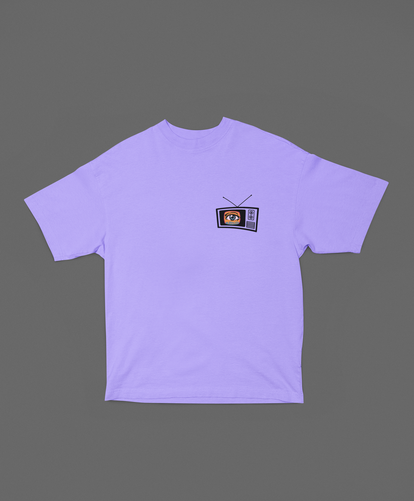 TV MAN REALITY IS AN ILLUSION LAVENDER OVERSIZED T-SHIRT