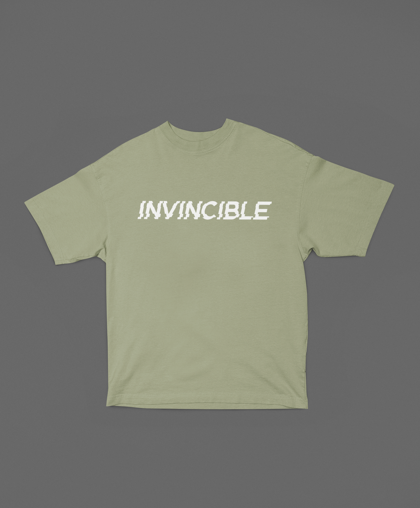 INVINCIBLE PHOENIX RISE FROM ASHES OLIVE GREY OVERSIZED T-SHIRT