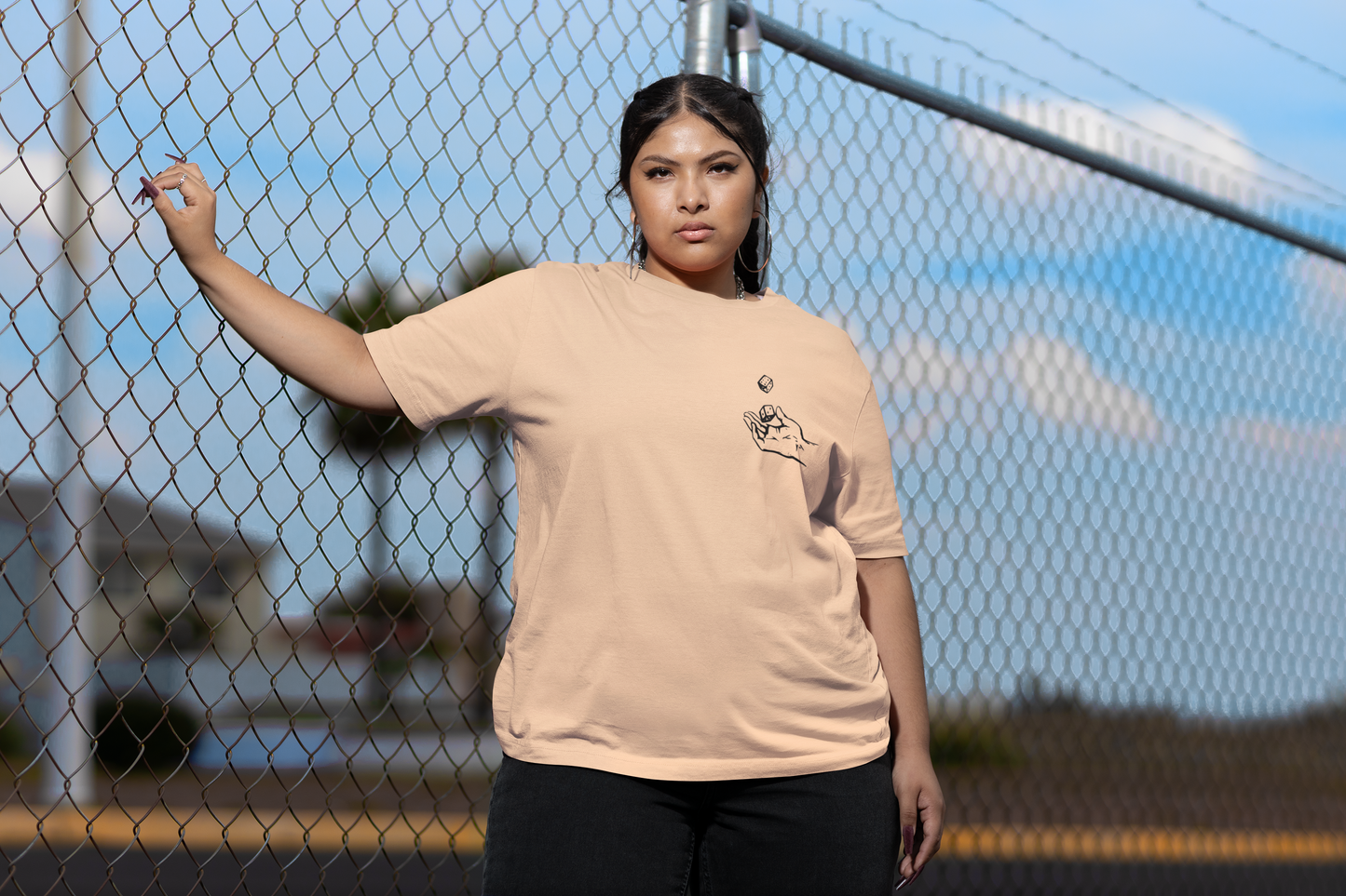 SNAKE & LADDERS LIFE IS A GAMBLE PEACH OVERSIZED T-SHIRT